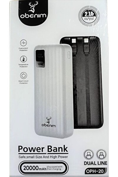 obenim Powerbank OPH-20PD Entegre Lightning ve Type-C Kablolu 20.000mAh Hızlı Şarj