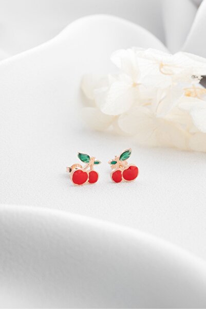 Silvano Jewelry 925 Ayar Gümüş Minik Kiraz Çivili Küpe