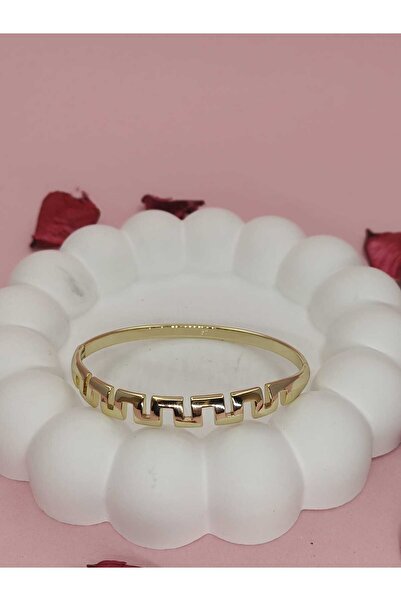 İnnahome سوار نسائي من الفولاذ بتصميم هندسي ذهبي اللون لا يفقد بريقه