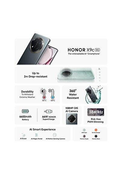 HONOR X9c Dual SIM Titanium Black 12GB RAM 256GB 5G - Middle East Version