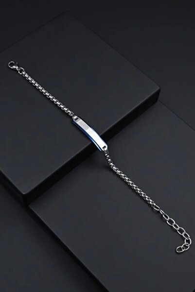 FERRO Gümüş ve Lacivert Çelik Takı FRJ10043-L