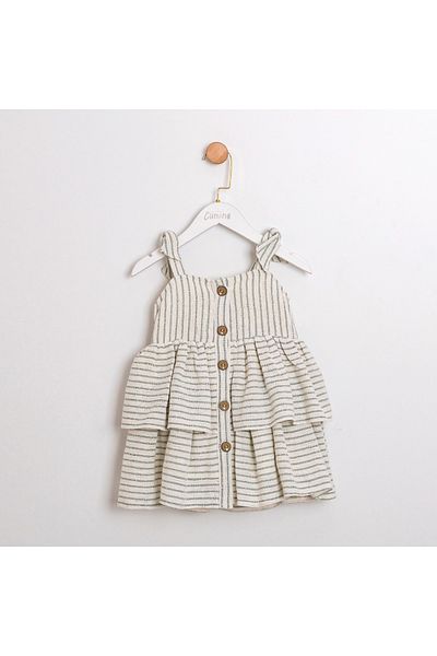 ministok Karina Soft Fabric Two Layers Skirt Striped Strap Dress