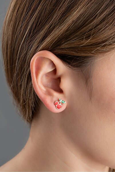 Silvano Jewelry 925 Ayar Gümüş Minik Kiraz Çivili Küpe