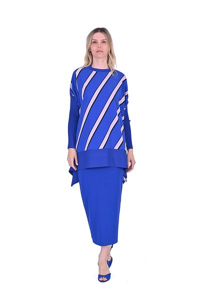 Invee INVEE 6252 Striped Knitwear-Chiffon Tunic Mix