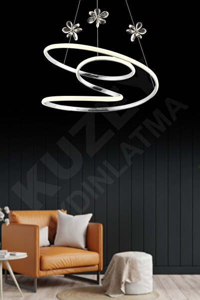 KUZEY AYDINLATMA Alya Taşlı 3 Renk Yanan Kumandalı Avize 3 Lü