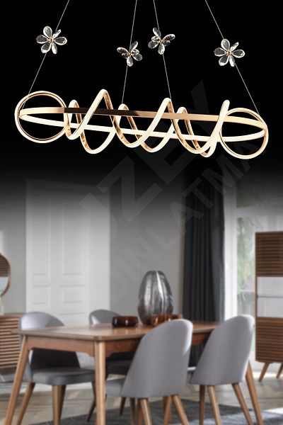 KUZEY AYDINLATMA Henna Stone Table Top Remote Controlled Led Chandelier 4 Pieces