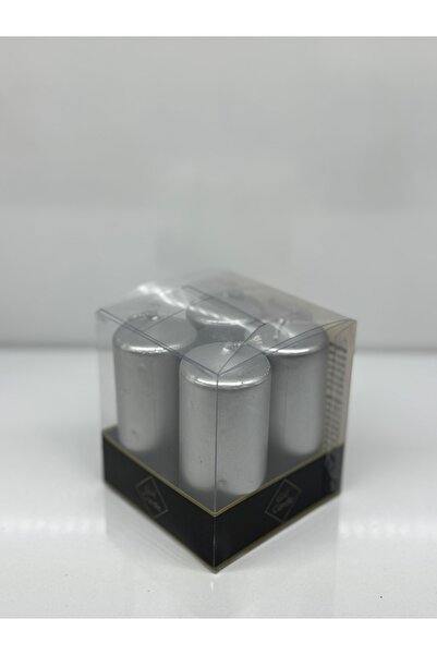 Gül Mum 4 LÜ GÜMÜŞ SEDEFLİ TAKOZ MUM ÇAP 3 CM BOY 8 CM