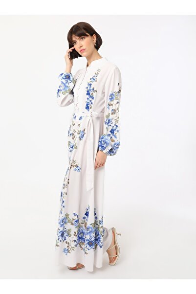 Refka Φόρεμα με λεπτομέρεια με κουμπιά - Μπλε μπεζ -