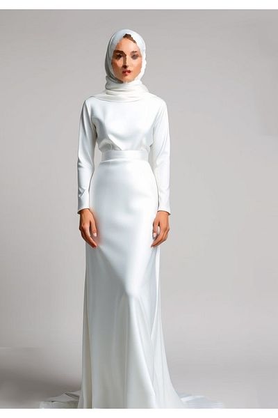 ASL Hijab A-Line Wedding Dress