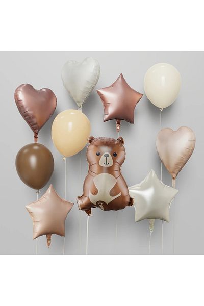DÜVENCİ TİCARET Bear Star Heart Foil Balloon Set