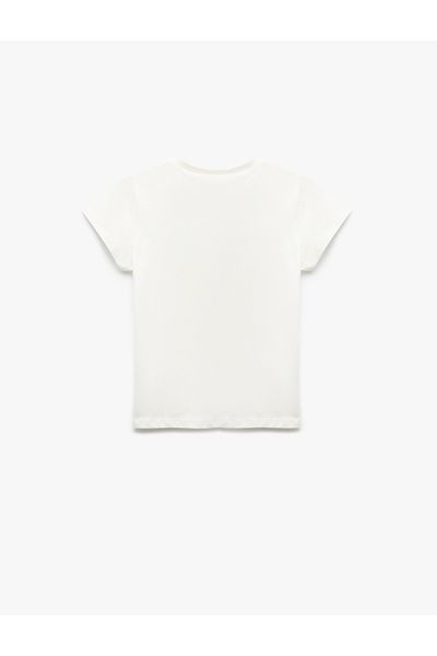 Koton Crew Neck Print Detailed Short Sleeve Cotton T-Shirt