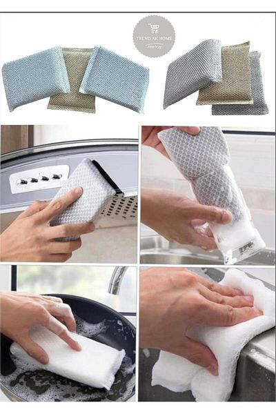 OSKAR FIRÇA Antibacterial Sponge 3 Pack, No Detergent Required