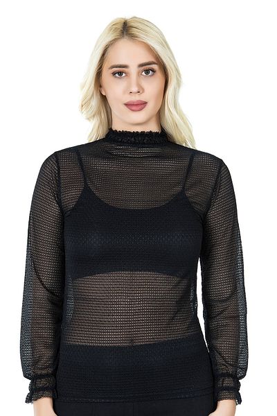 Beruflic Turtleneck Mesh Transparent Detailed Women's Athlete 146