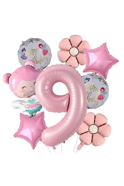 DÜVENCİ TİCARET Fairy Girl Birthday Age Balloon Set with Foil Balloons