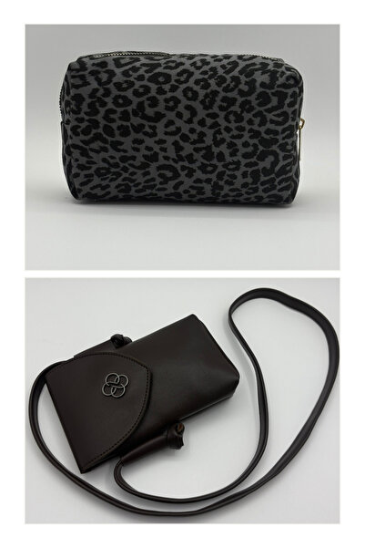 Bersia طقم نسائي مكون من حقيبتين للهاتف بغطاء مغناطيسي وحقيبة مكياج بسحاب أسو...