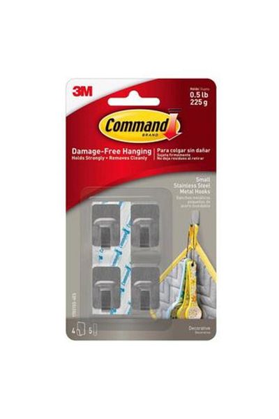 3M Command Metal Stainless Steel Hook (4 Pc.)