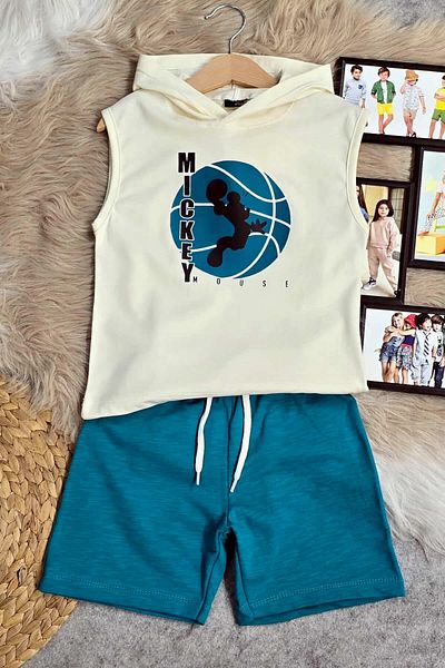 krm kerem bebe Zero Sleeve Hooded Summer Boy's Suit