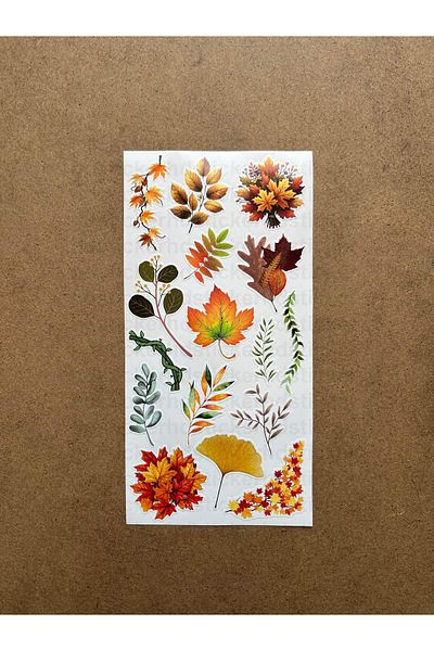 hdsticker 34 Pieces Autumn Leaf Sticker Set with Basic Tonalidad - Planner, Bullet Journal, Agenda, Notebook Sticker