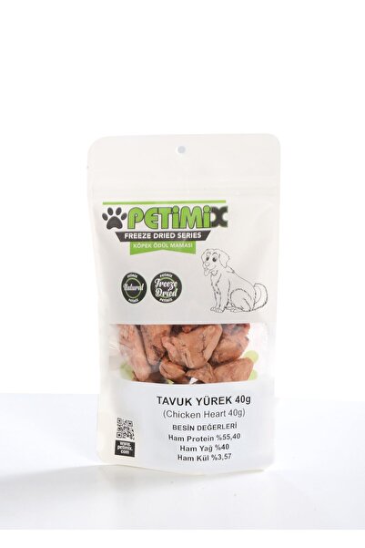 Petimix Freeze Dry Tavuk Yürek 40g Köpek Ödül Maması
