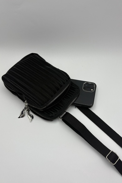 Bersia Women's Set of Two Two-Eye Phone Bags and Clamshell Phone Bags Black - Brown