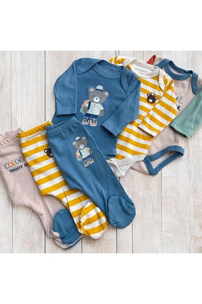Necix's Goldstone Baby Teddy Bear for Baby Boy - Organic Body and Bottom Set