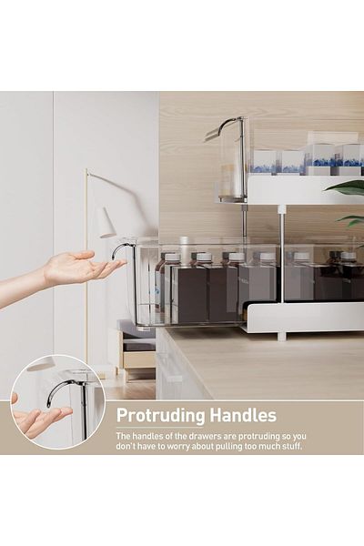 COOYA 2-Tier Makeup Organizer,with Sliding Drawers,for Bathroom,Kitchen,Office,33x23x26cm