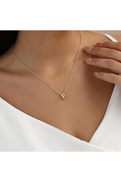 Atolyezone F Harfi Tasarım 18k Altın Kaplama Harfli Kolye Isimli Kişiye Özel ...