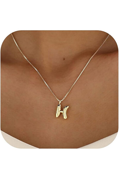 Atolyezone H Harfi Tasarım Balon Kolye 18k Altın Kaplama Isimli Kişiye Özel K...