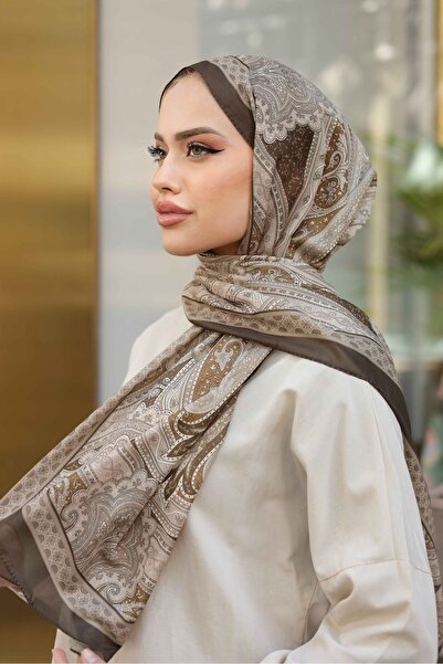 szey İpekseli Premium Kahverengi Şal