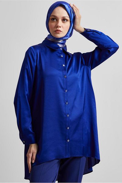 Alvina Asymmetric Cut Satin Tunic 44615