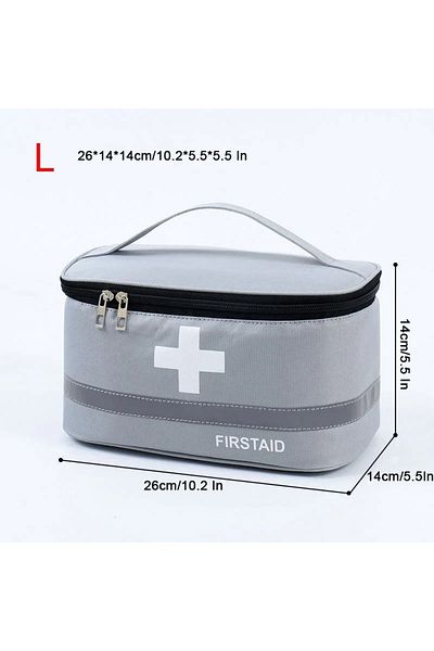 Choice B Grey L Household First Aid Medical Storage Bag High Capacity Epidemic Prevention Box Iodophor Woun