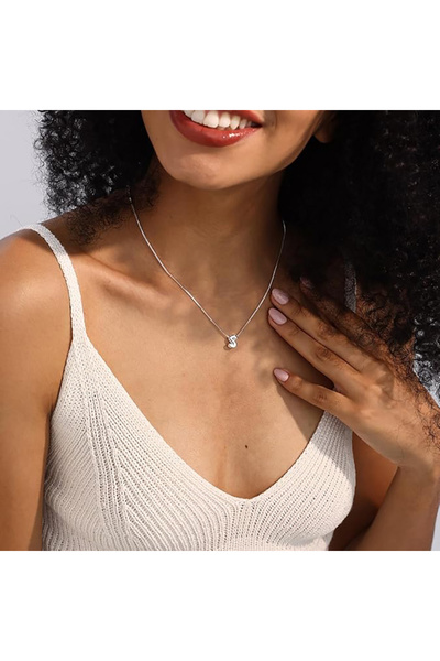 Atolyezone S Harfi Tasarım 925 Ayar Gümüş Kaplama Harfli Kolye Isimli Kişiye ...