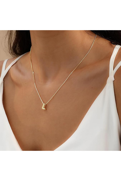 Atolyezone L Harfi Tasarım 18k Altın Kaplama Harfli Kolye Isimli Kişiye Özel ...