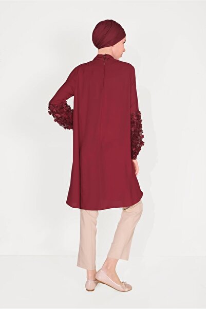 Alvina Three-Dimensed Flower Detailed Bowl Collar Tunic 40479