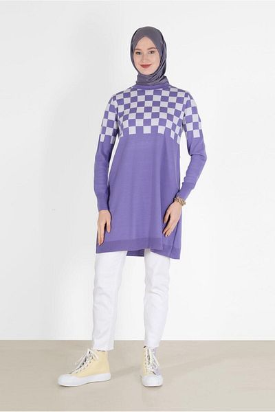 Alvina SQUARE PATTERNED KNIT TUNIC 42023