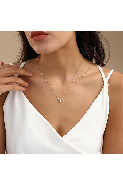 Atolyezone T Harfi Tasarım 18k Altın Kaplama Harfli Kolye Isimli Kişiye Özel ...