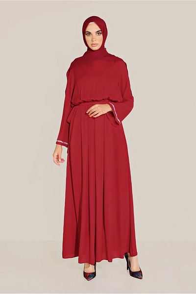Alvina Beli Elastic Rhinestone Salaş Dress 40772