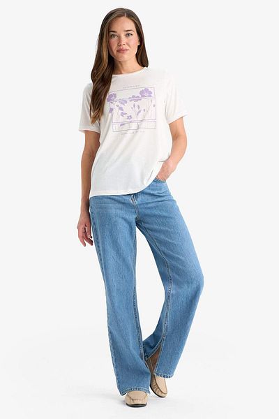 DeFacto Regular Fit Crew Neck Printed Short Sleeve T-Shirt F4840Ax25Sm