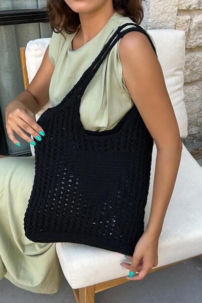 Shule Bags Hella Macrame Shoulder Bag Black