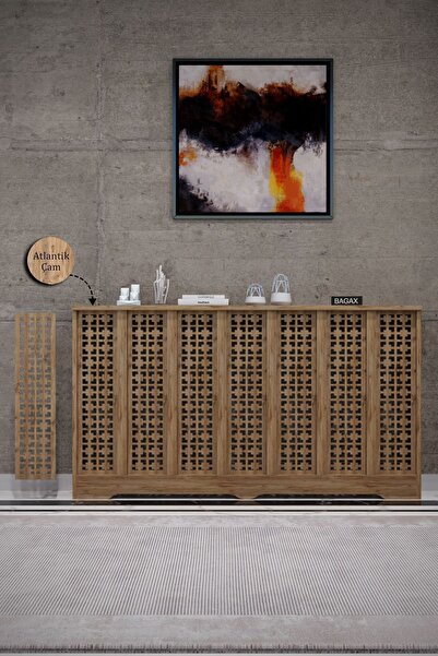 BAGAX Truva Model, Çam Renk,iç Ölçü 136 Cm Dış Ölçü 140 Cm Petek Kaplama, Dresuar