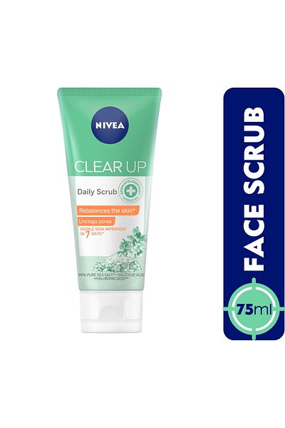 NIVEA Face Scrub Daily Exfoliating Clear Up 75ml Smooth Skin & Clear Pores