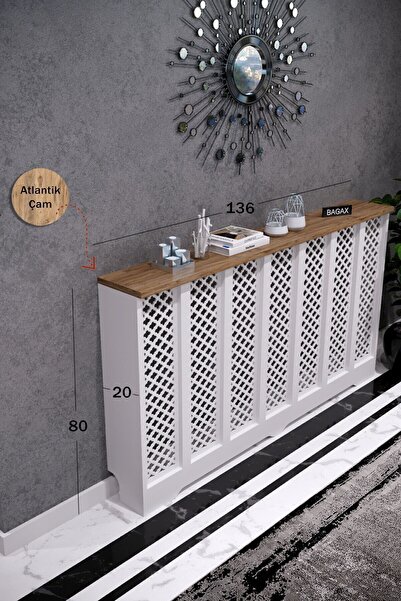 BAGAX Zeugma Model, Beyaz Üstü Çam Renk,iç Ölçü 136 Cm Dış Ölçü 140 Cm Petek Kaplama, Dresuar