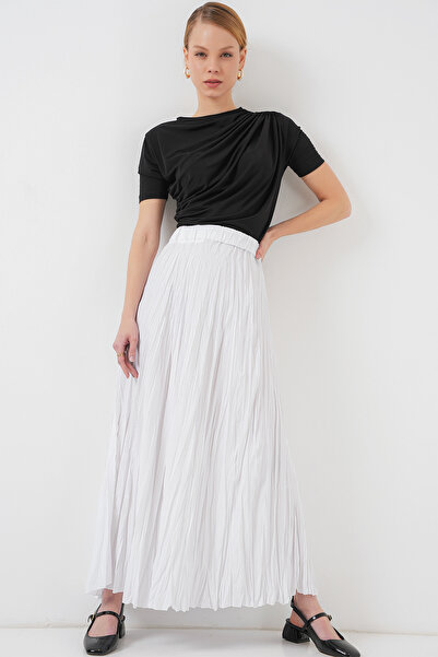 Bigdart Women's Long Crinkle Skirt 8042 - White