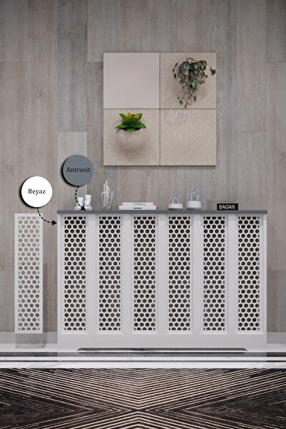 BAGAX Bodrum Model, Beyaz Üstü Antrasit Renk,iç Ölçü 116 Cm Dış Ölçü 120 Cm Petek Kaplama, Dresuar