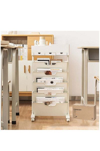 COOYA 5 Tier Organiser, Flexible Mobile, File and Magazine Storage, Suitable for School Classroom Home