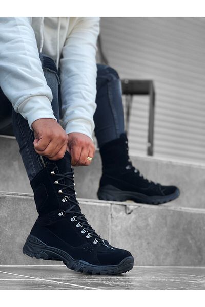 EBRUS TREND Et0605 Lace-Up Black Suede Military Boots