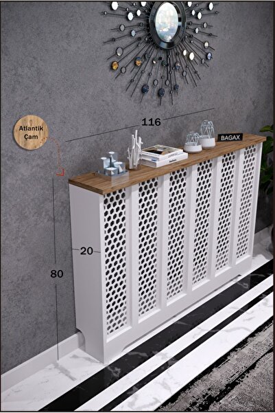 BAGAX Bodrum Model, Beyaz Üstü Çam Renk,iç Ölçü 116 Cm Dış Ölçü 120 Cm Petek Kaplama, Dresuar