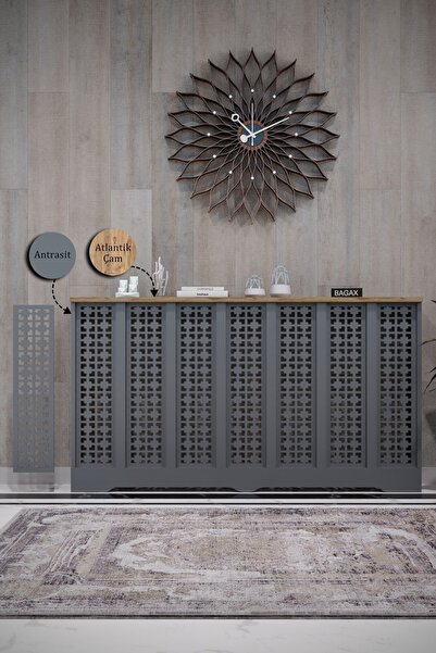 BAGAX Truva Model, Antrasit Üstü Çam Renk,iç Ölçü 136 Cm Dış Ölçü 140 Cm Pete...