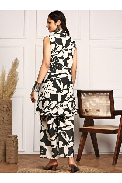 Ishin By Styli Floral Printed Cotton Blazer and Trousers Co-Ords