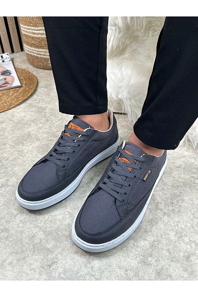 İmerShoes Men's Sneakers - Oval Toe, Linen Leather, Non-Slip Sole, Lace-Up Sports Walking Shoes 2545